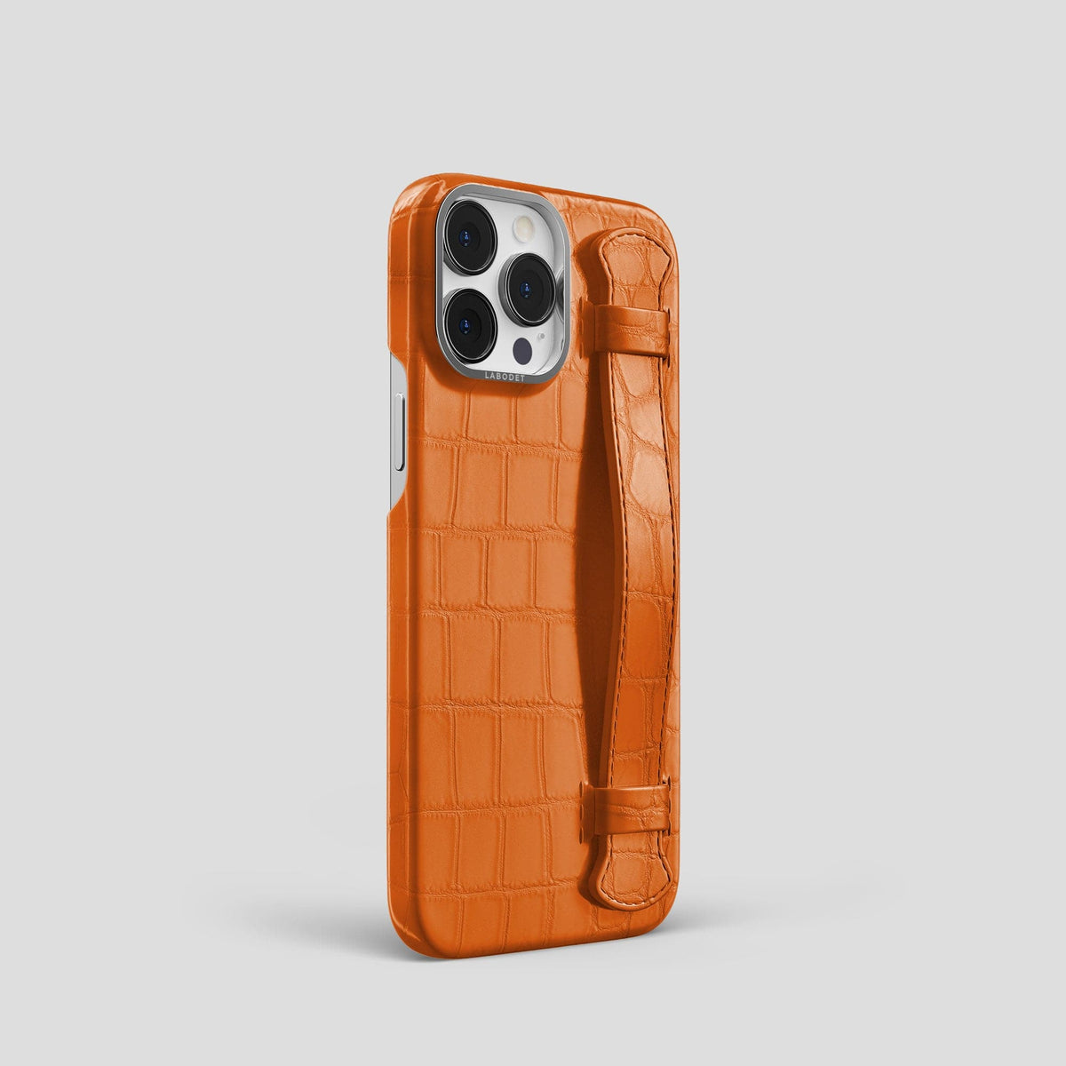 Orange iPhone 14 Pro Strap Case Alligator with Steel Metal -2 | Orange-Steel