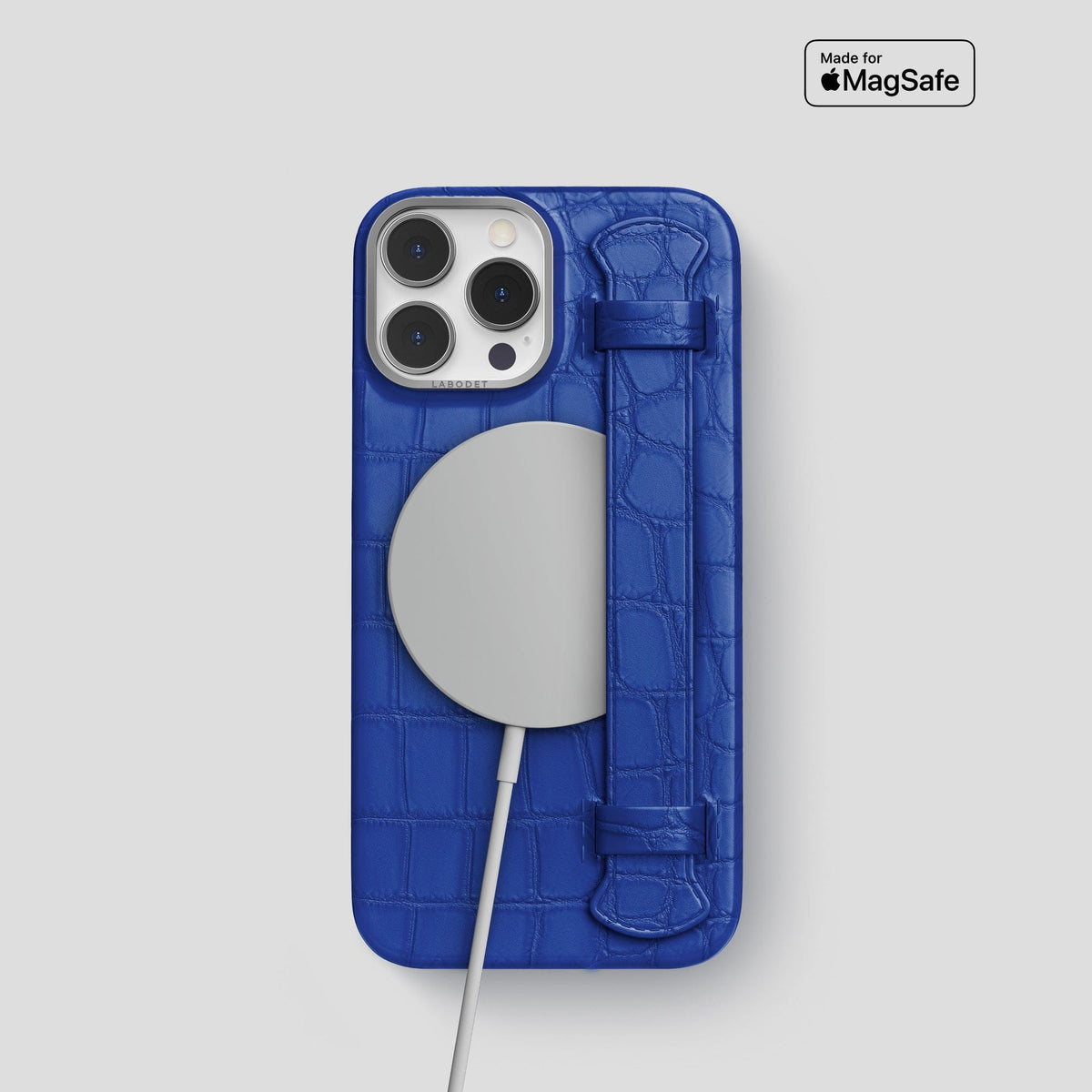 Royal Blue iPhone 14 Pro Strap Case Alligator with Steel Metal -4 | Royal-Blue-Steel