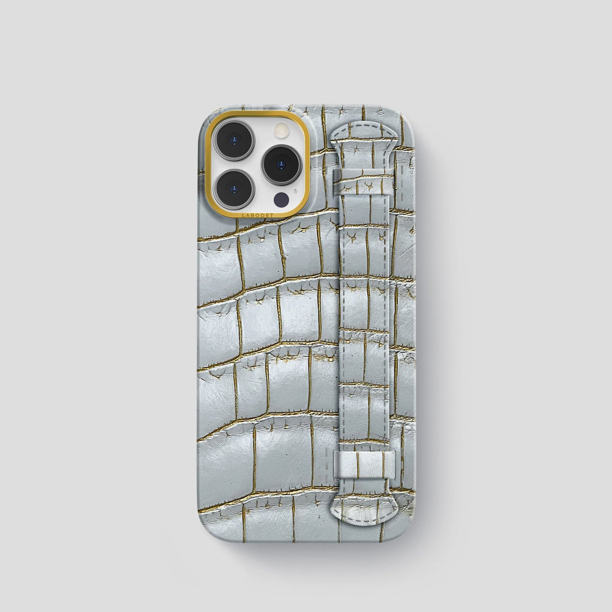 Arctic iPhone 14 Pro Handle Case Himalayan Crocodile with Gold Metal -1 | Arctic-Gold