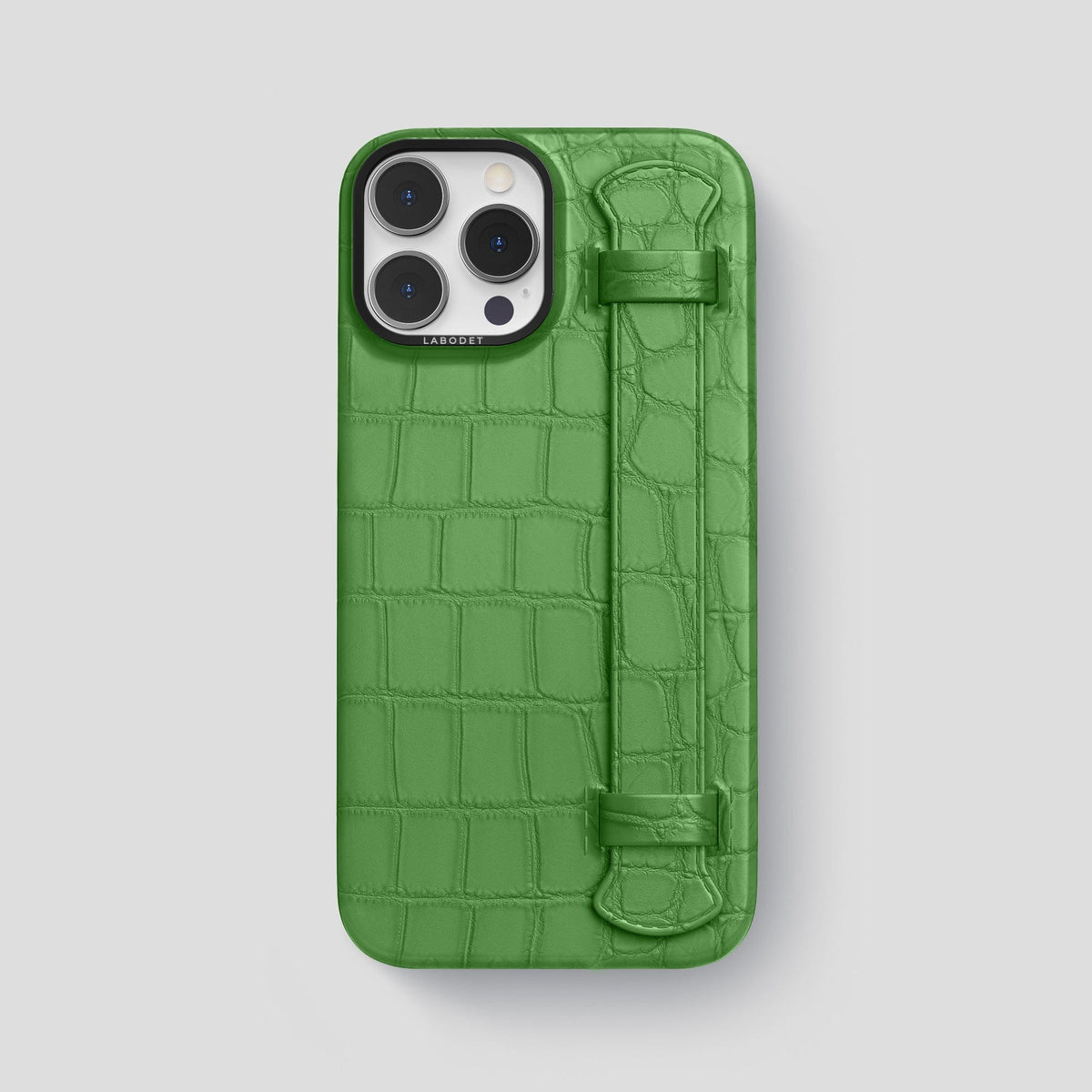 Apple-Green iPhone 14 Pro Max Strap Case Alligator with Black Metal -1 | Apple-Green-Black