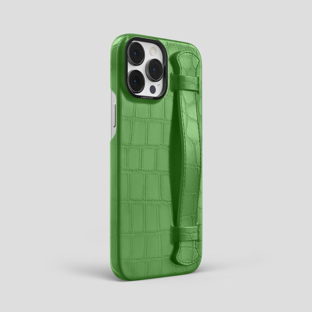 Apple-Green iPhone 14 Pro Max Strap Case Alligator with Black Metal -2 | Apple-Green-Black