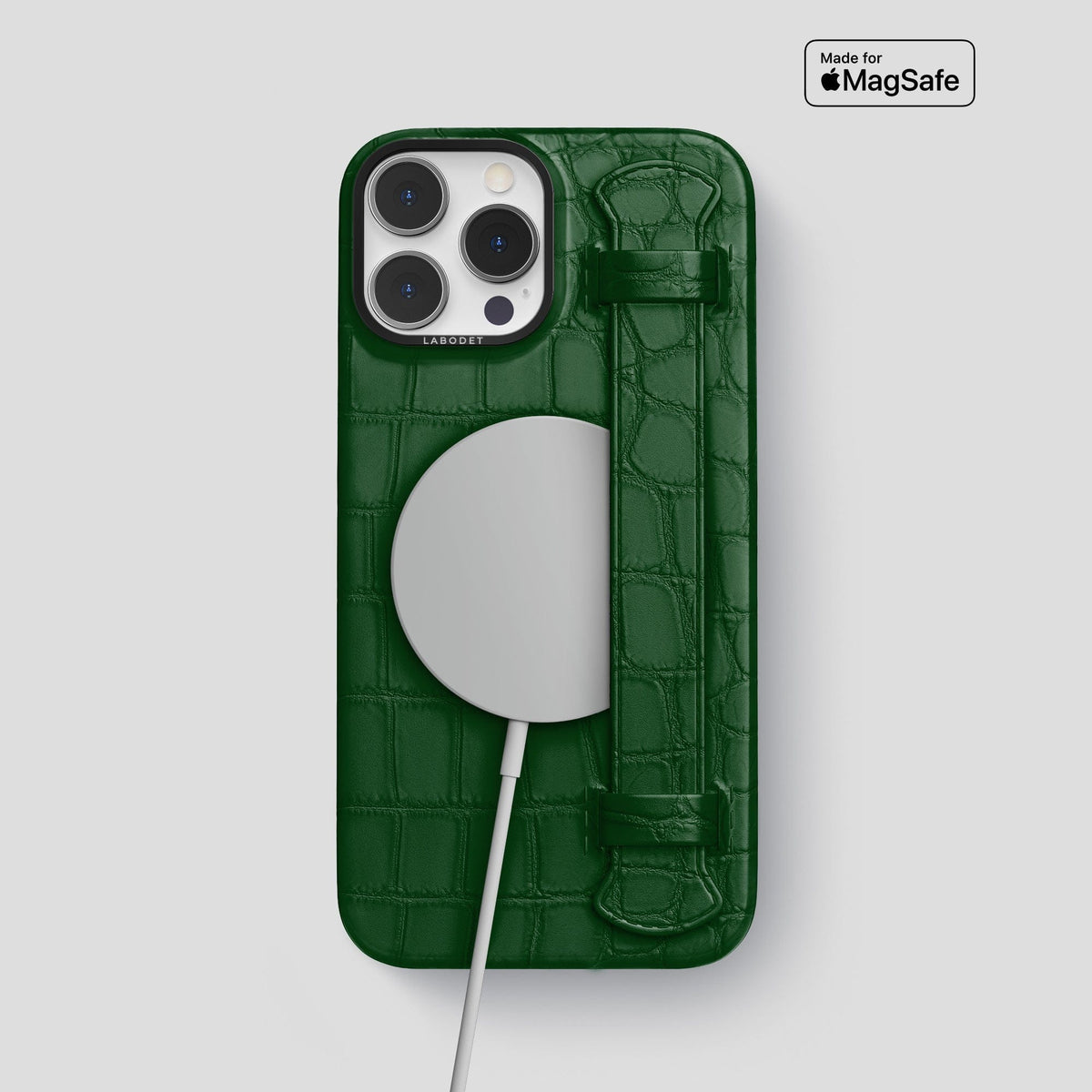 Forest-Green iPhone 14 Pro Max Strap Case Alligator with Black Metal -4 | Forest-Green-Black
