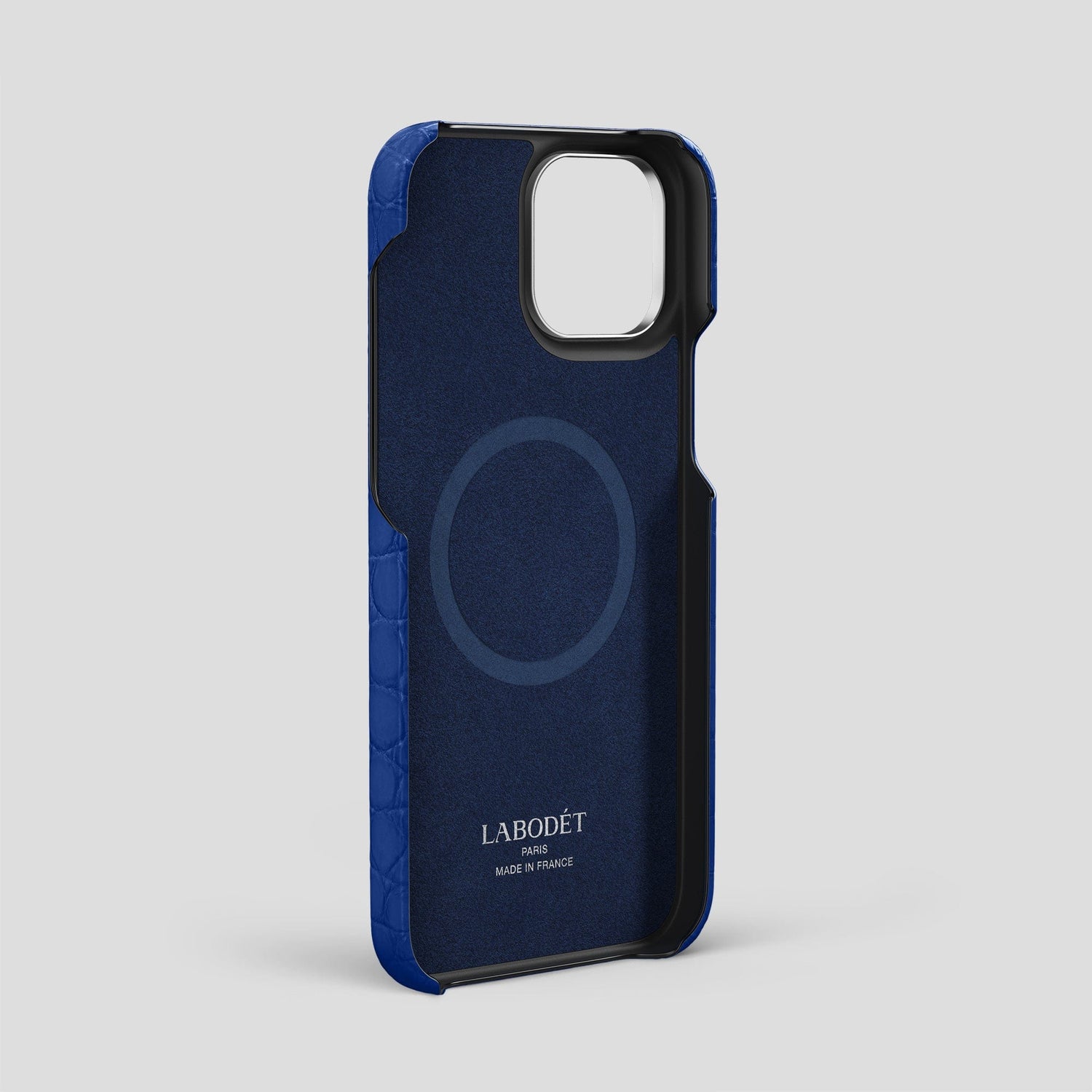Royal Blue iPhone 14 Pro Max Strap Case Alligator with Steel Metal -3 | Royal-Blue-Steel