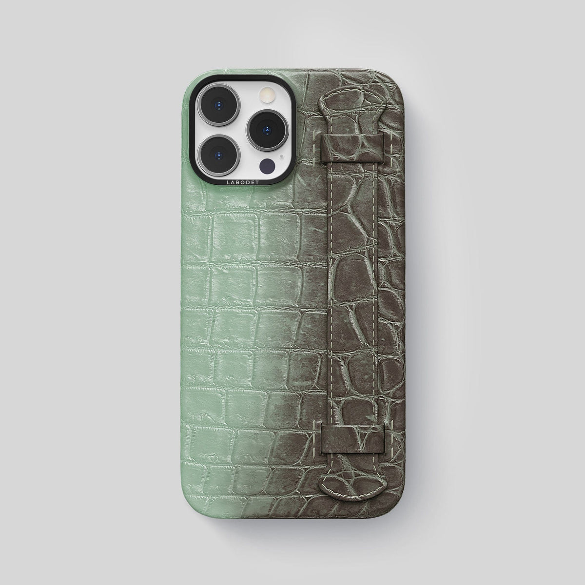 Pistachio iPhone 14 Pro Max Himalaya Handle Case Himalayan Crocodile with Black Metal -1 | Pistachio-Black
