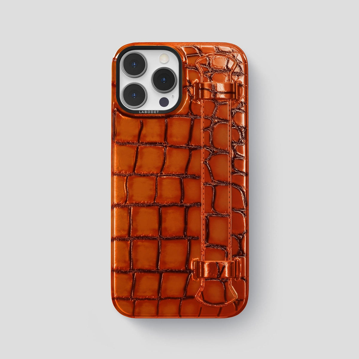 Clay-Court iPhone 15 Pro Max Strap Case Patina Alligator with Black Metal -1 | Clay-Court-Black