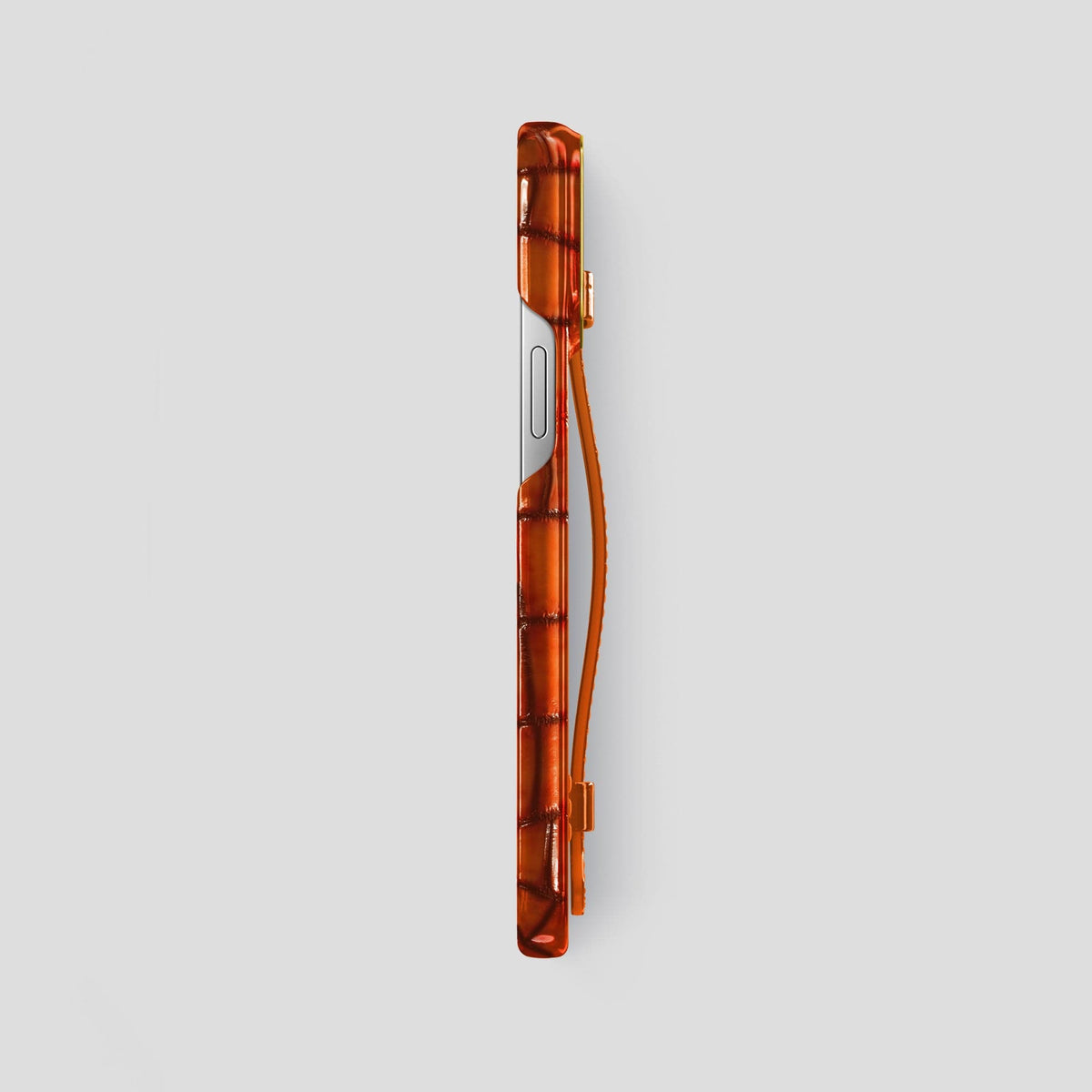 Clay-Court iPhone 15 Pro Max Strap Case Patina Alligator with Gold Metal -3 | Clay-Court-Gold