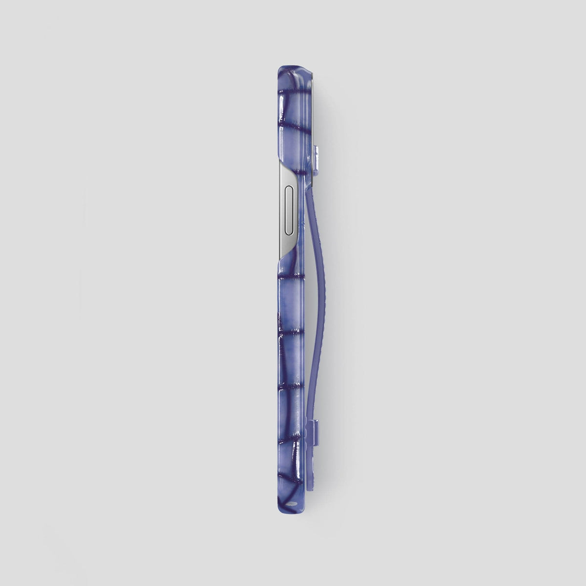Lilac iPhone 15 Pro Max Strap Case Patina Alligator with Steel Metal -3 | Lilac-Steel