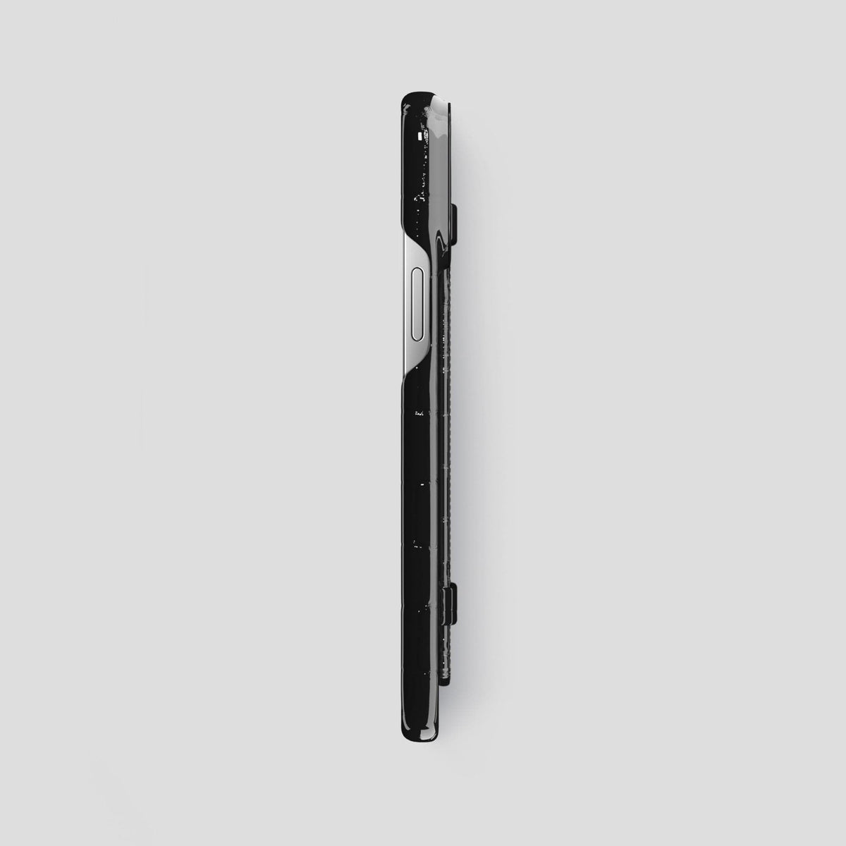 Black iPhone 14 Pro Max Strap Case Shiny Alligator with Black Metal -3 | Black-Black