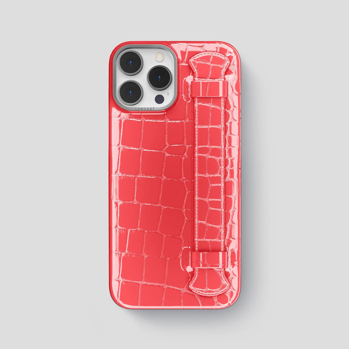 Papaya iPhone 14 Pro Max Strap Case Shiny Alligator with Steel Metal -1 | Papaya-Steel