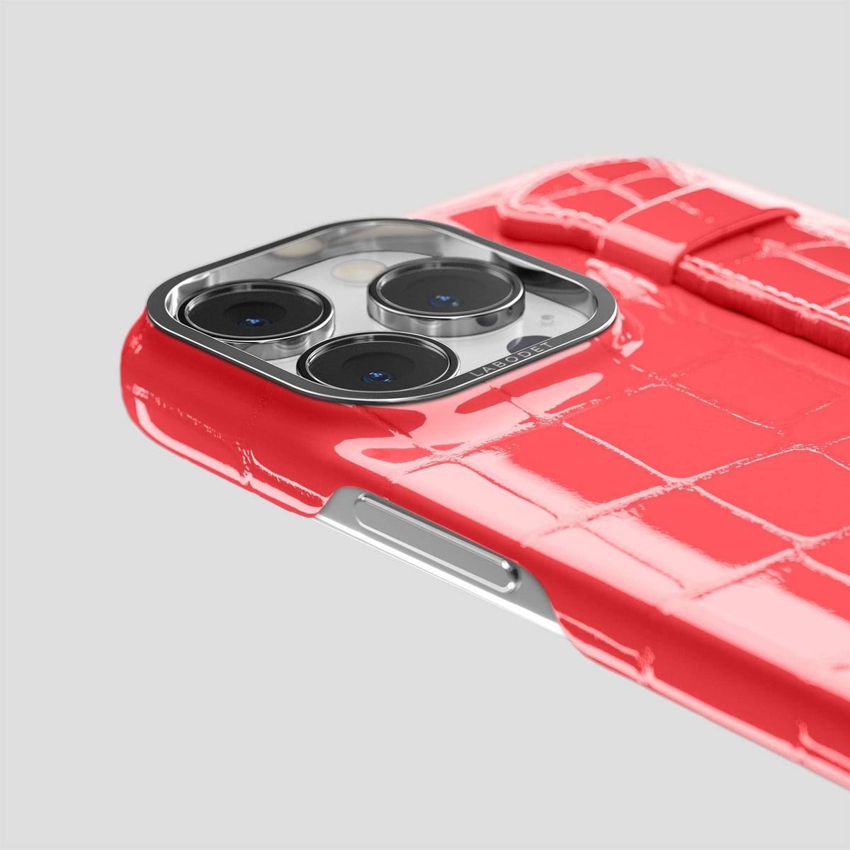 Papaya iPhone 14 Pro Max Strap Case Shiny Alligator with Steel Metal -6 | Papaya-Steel