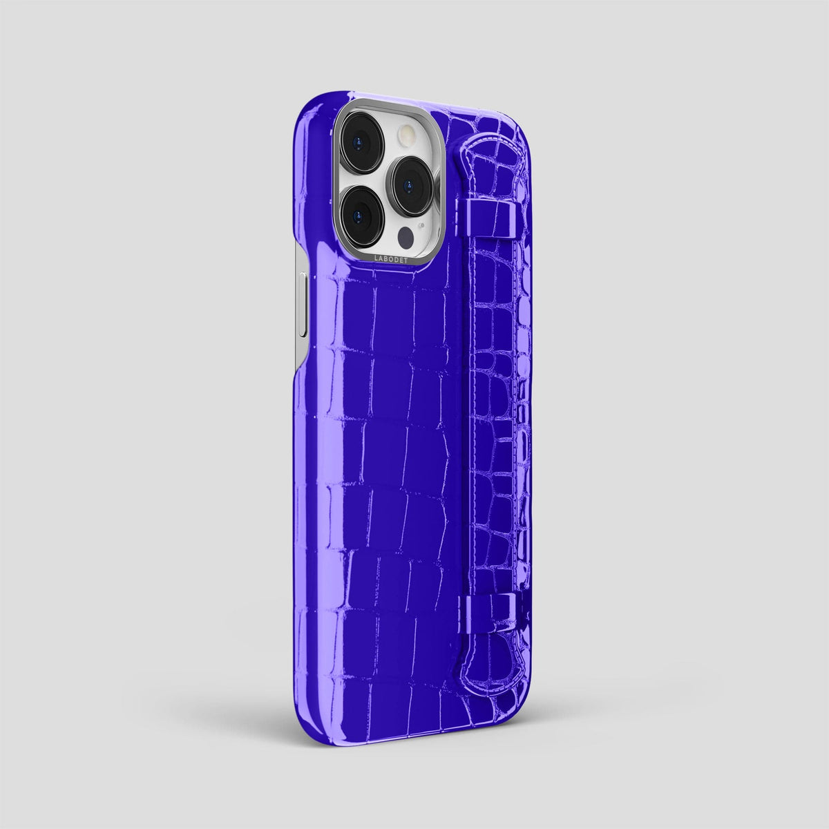 Royal Blue iPhone 14 Pro Max Strap Case Shiny Alligator with Steel Metal -2 | Royal-Blue-Steel