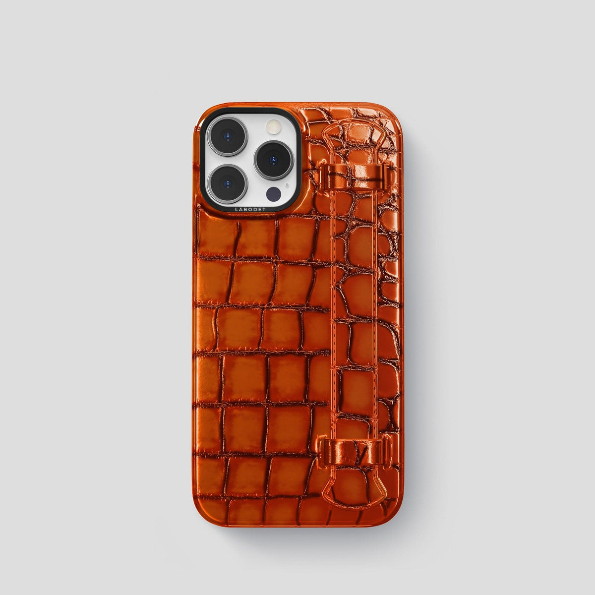 Clay-Court iPhone 15 Pro Strap Case Patina Alligator with Black Metal -1 | Clay-Court-Black
