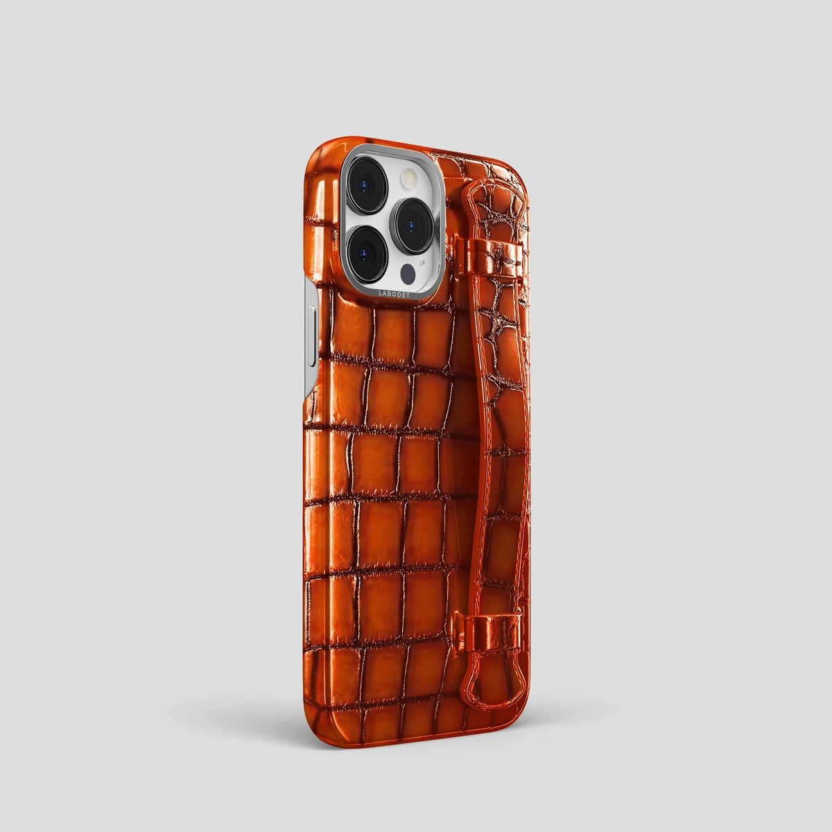 Clay-Court iPhone 15 Pro Strap Case Patina Alligator with Steel Metal -2 | Clay-Court-Steel