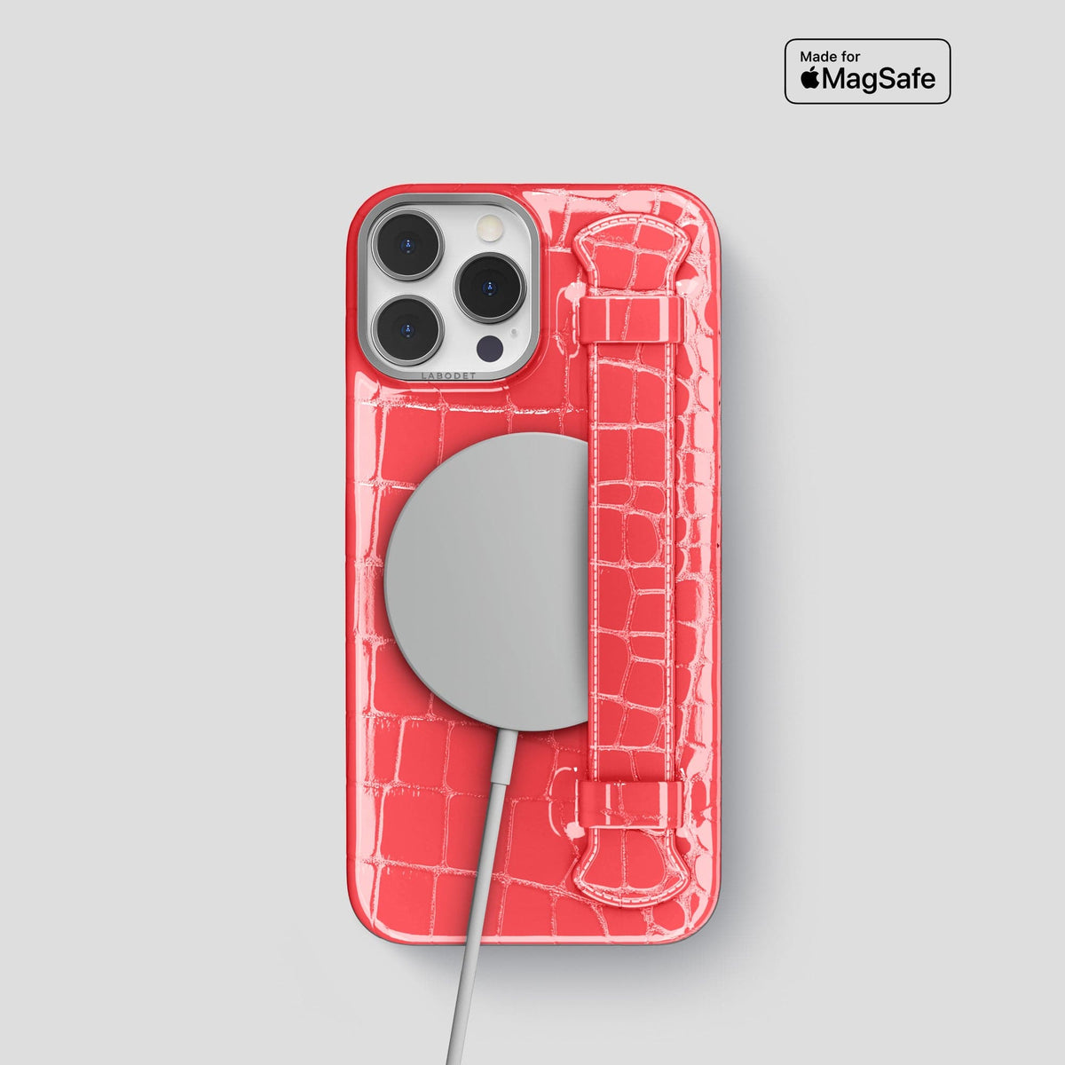 Papaya iPhone 14 Pro Max Strap Case Shiny Alligator with Steel Metal -5 | Papaya-Steel