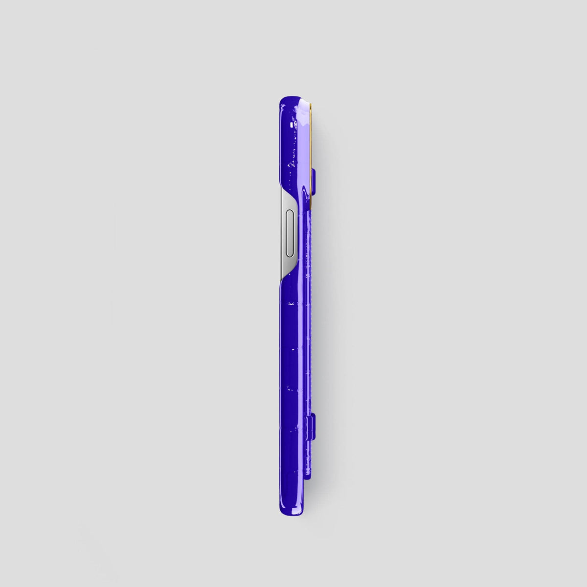 Royal Blue iPhone 14 Pro Max Strap Case Shiny Alligator with Gold Metal -3 | Royal-Blue-Gold