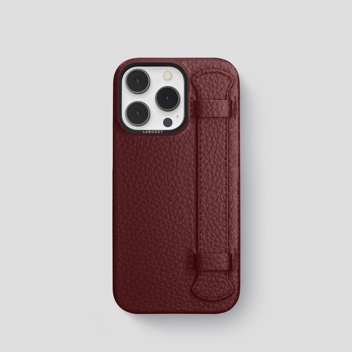 Bordeaux iPhone 15 Pro Strap Case Calf with Black Metal -1 | Bordeaux-Black