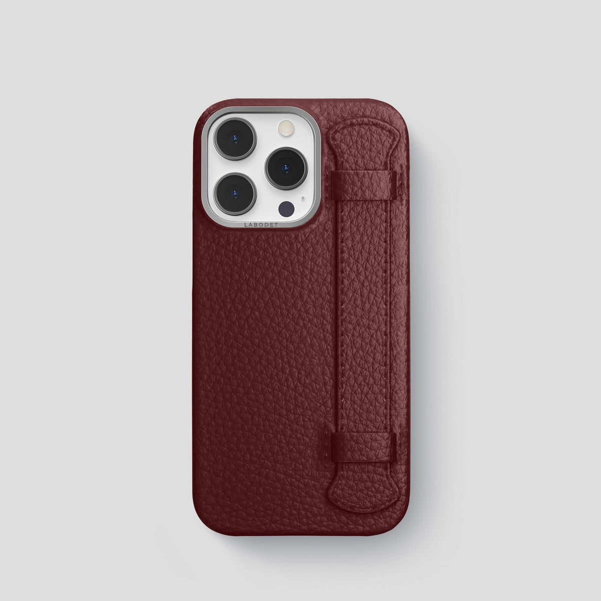 Bordeaux iPhone 15 Pro Strap Case Calf with Steel Metal -1 | Bordeaux-Steel