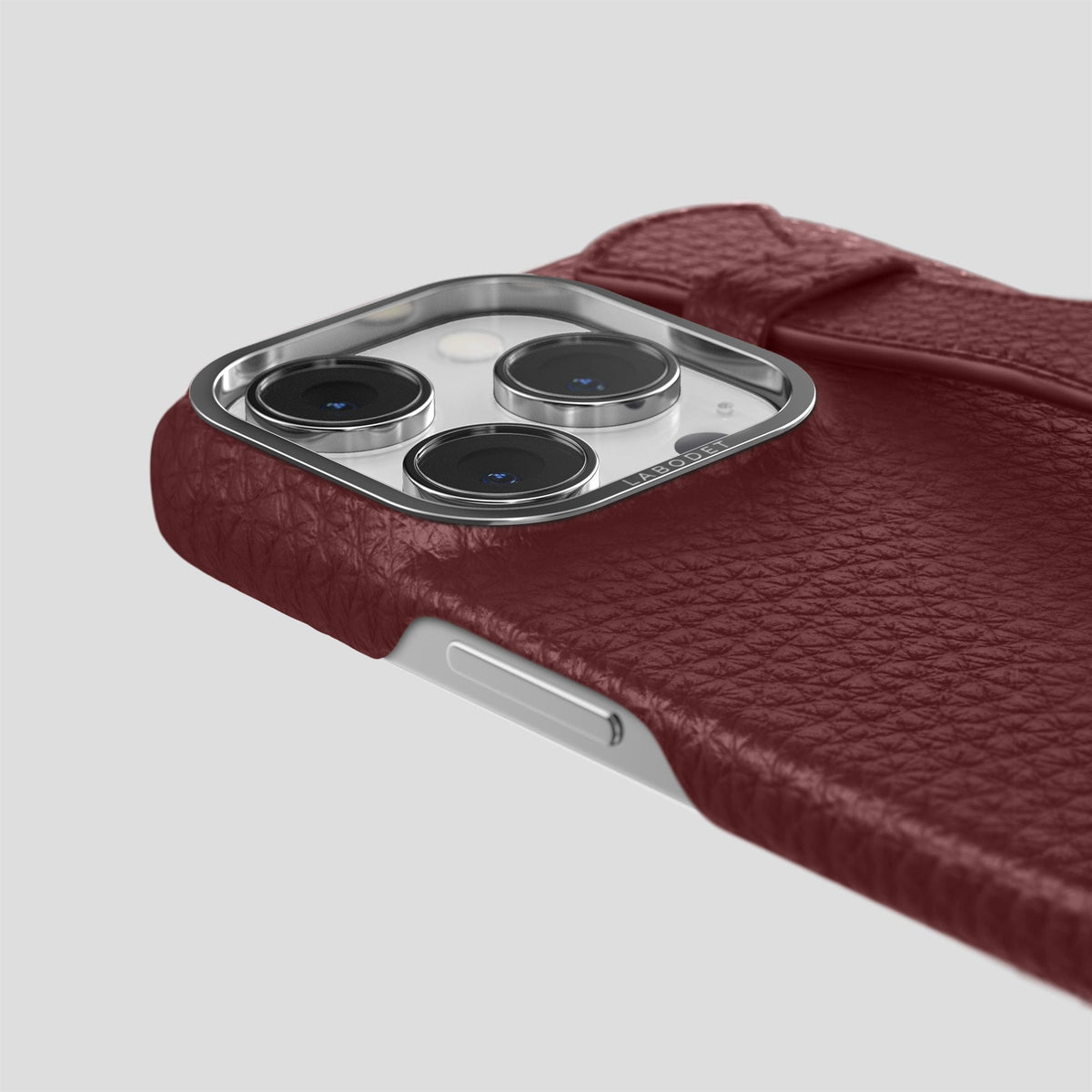 Bordeaux iPhone 15 Pro Strap Case Calf with Steel Metal -6 | Bordeaux-Steel