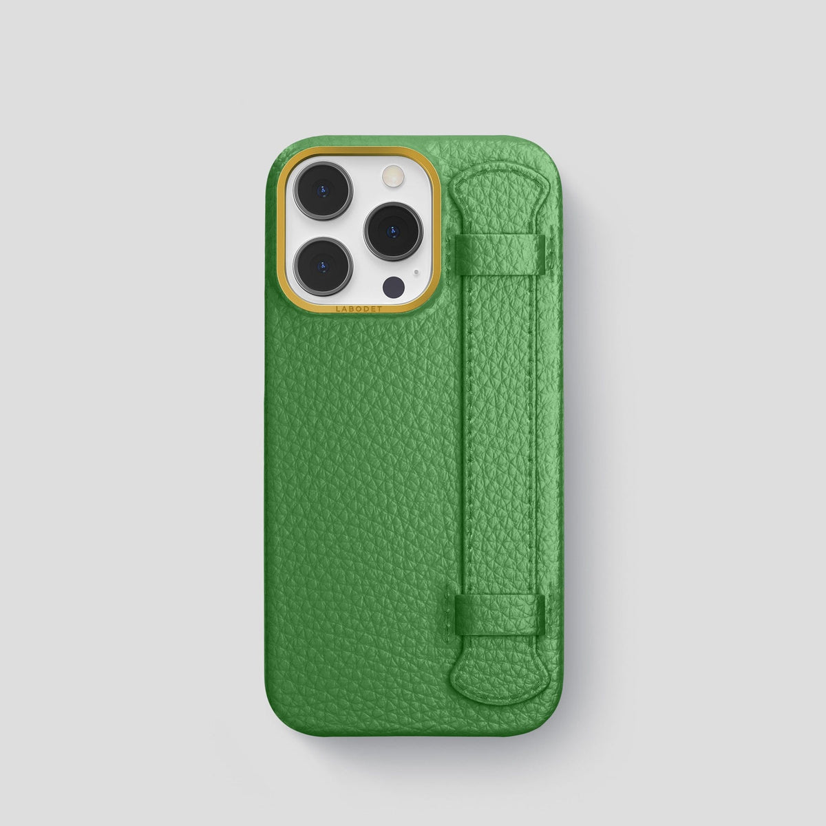 Herb iPhone 15 Pro Strap Case Calf with Gold Metal -1 | Herb-Gold
