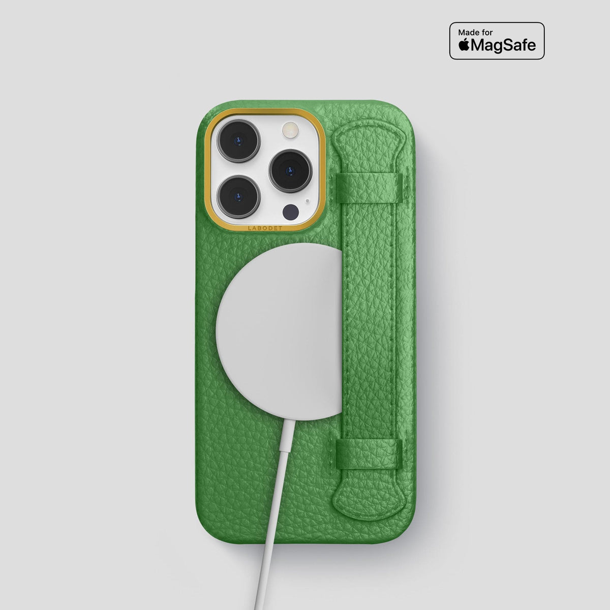Herb iPhone 15 Pro Strap Case Calf with Gold Metal -5 | Herb-Gold