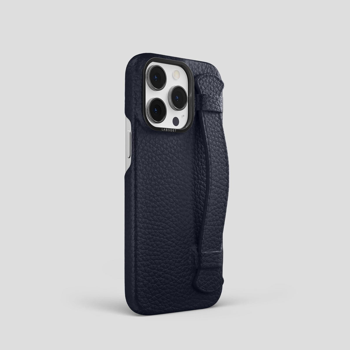 Marine iPhone 15 Pro Strap Case Calf with Black Metal -2 | Marine-Black