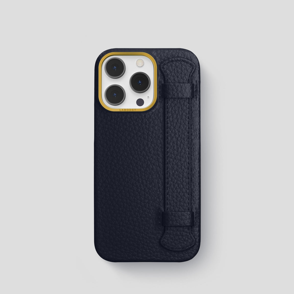 Marine iPhone 15 Pro Strap Case Calf with Gold Metal -1 | Marine-Gold