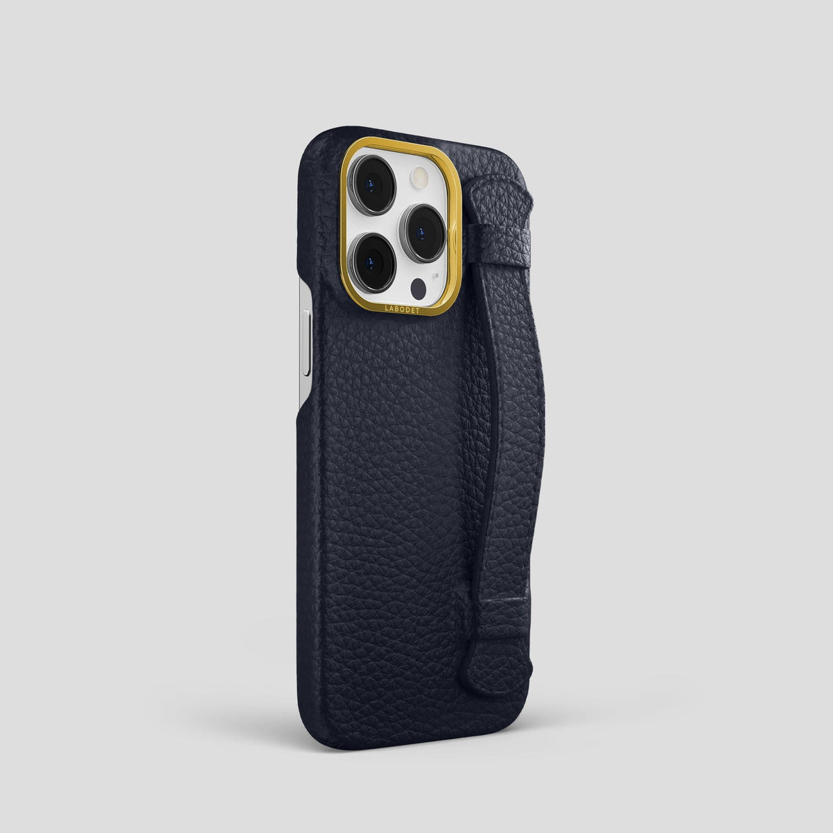 Marine iPhone 15 Pro Strap Case Calf with Gold Metal -2 | Marine-Gold