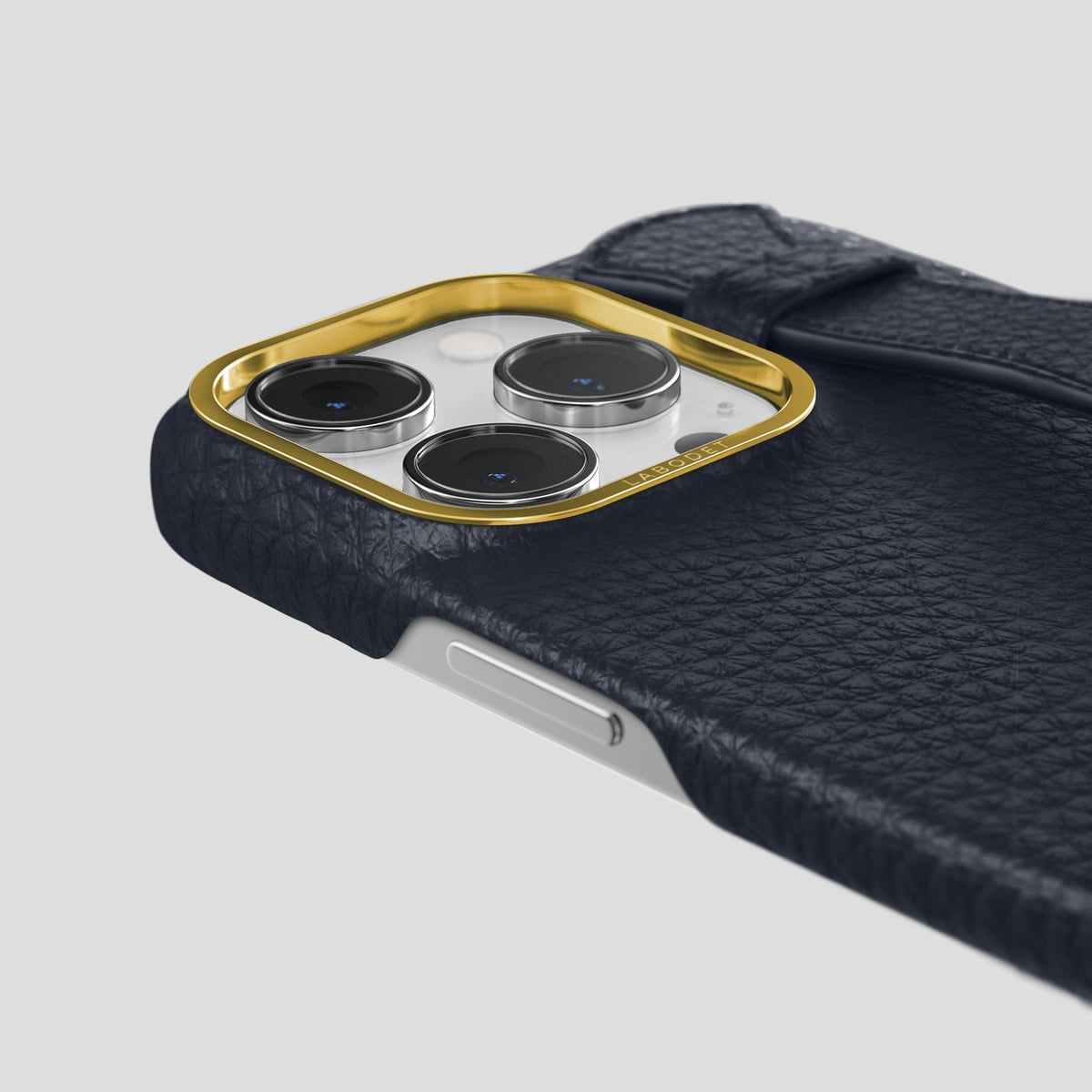 Marine iPhone 15 Pro Strap Case Calf with Gold Metal -6 | Marine-Gold