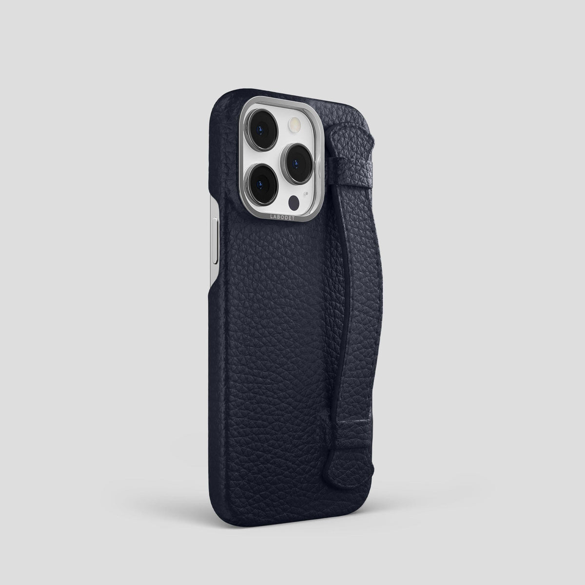 Marine iPhone 15 Pro Strap Case Calf with Steel Metal -2 | Marine-Steel