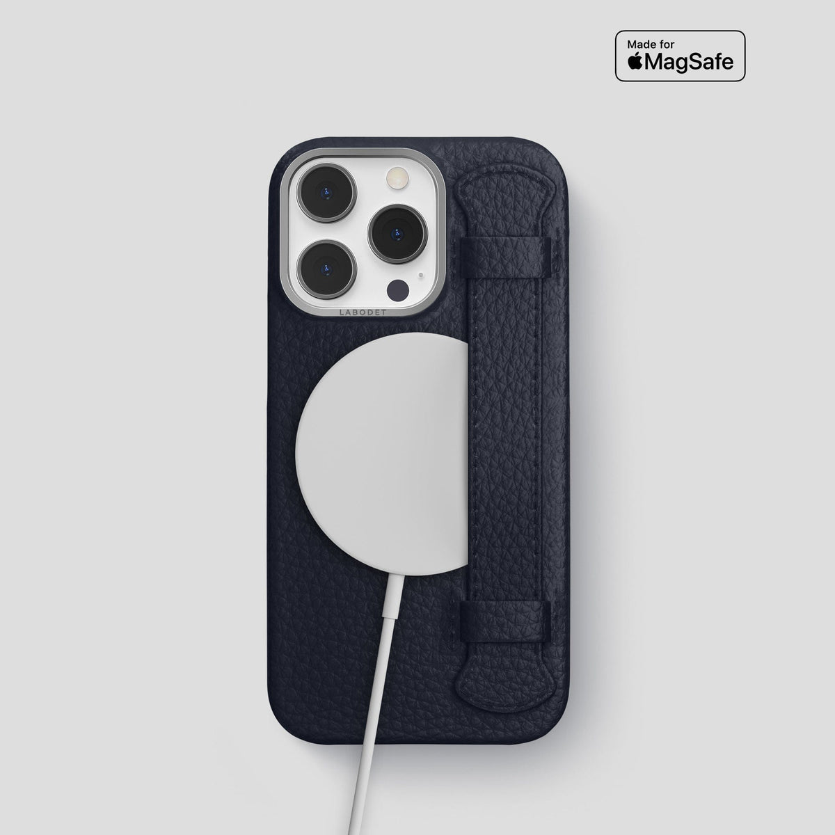 Marine iPhone 15 Pro Strap Case Calf with Steel Metal -5 | Marine-Steel