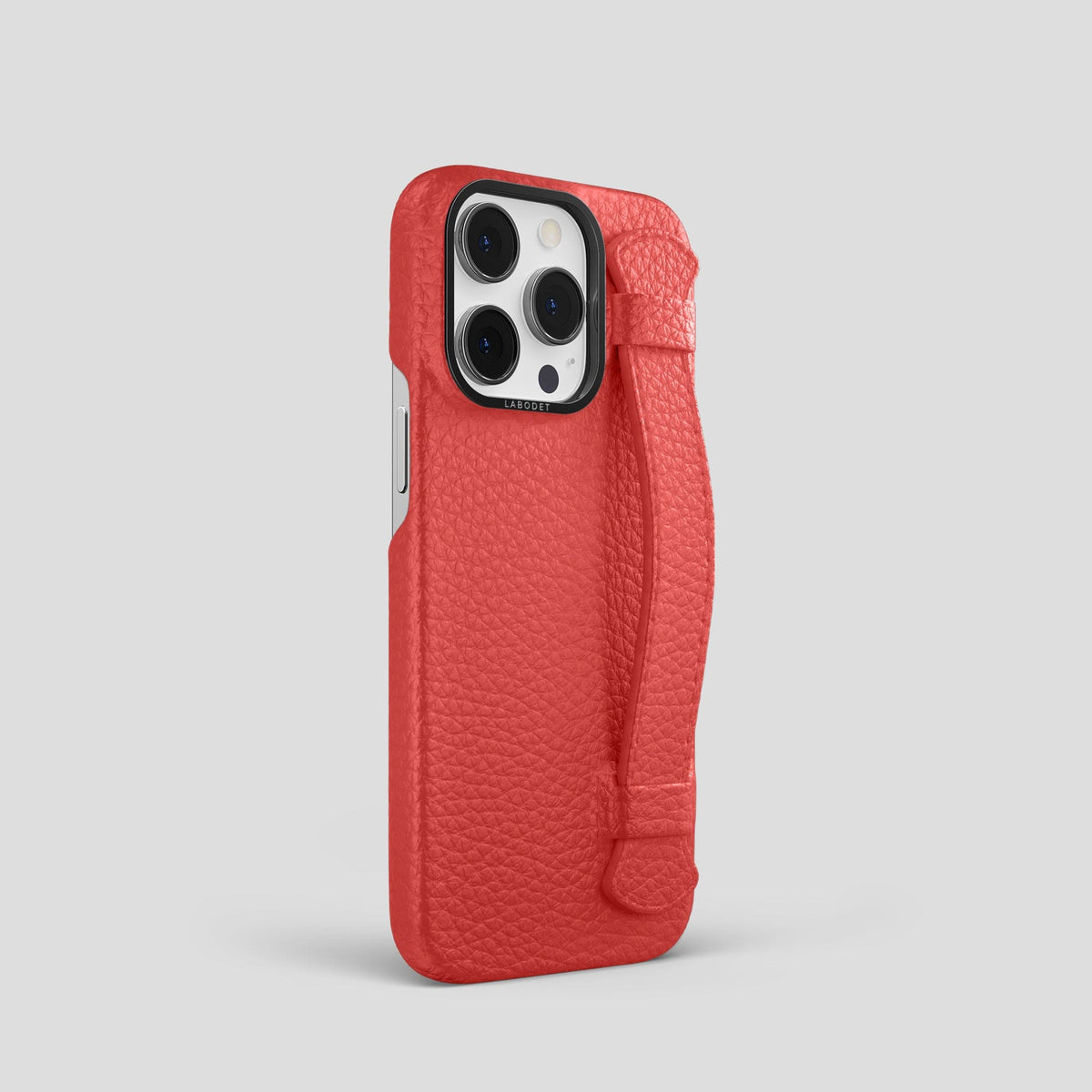 Red iPhone 15 Pro Strap Case Calf with Black Metal -2 | Red-Black
