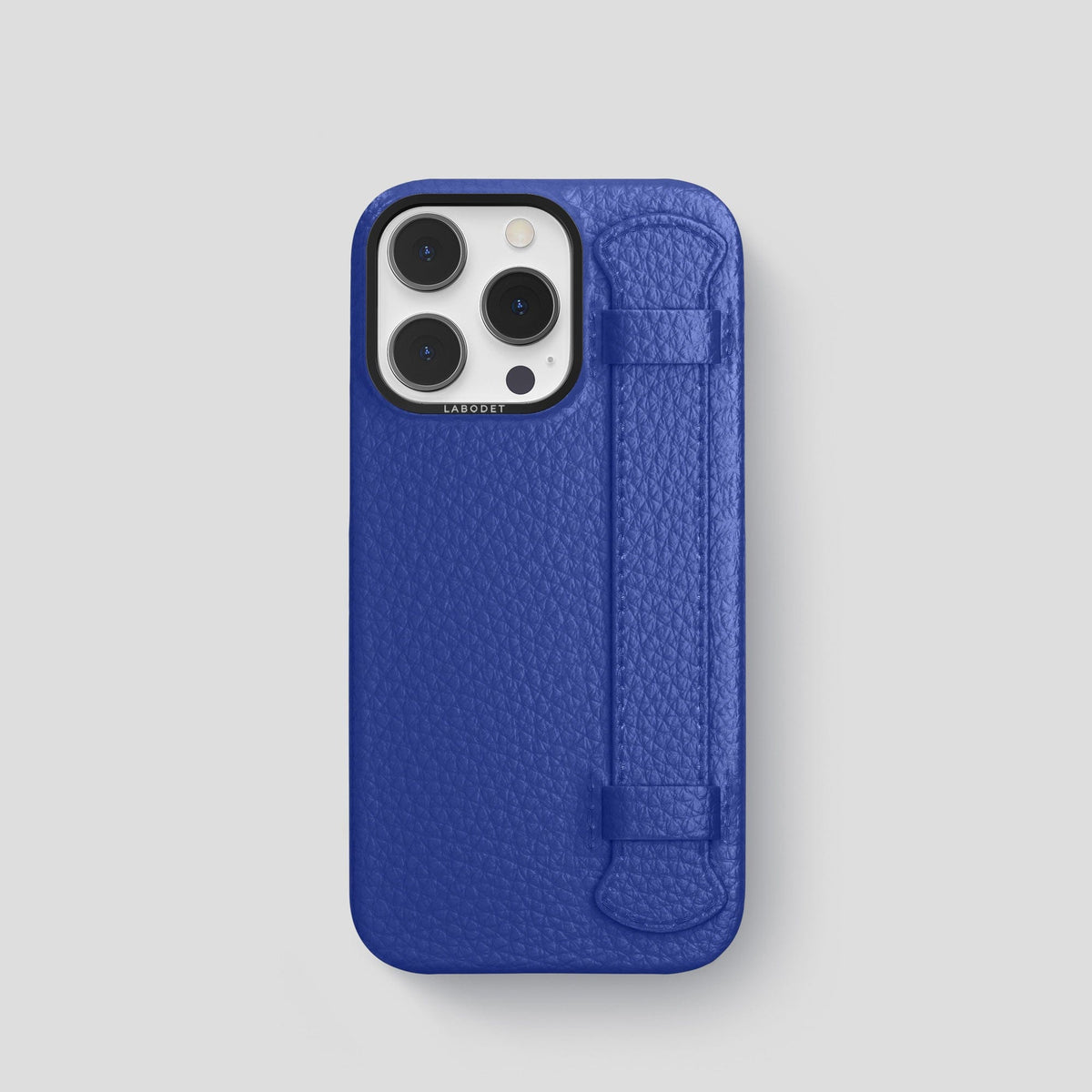 Royal Blue iPhone 15 Pro Strap Case Calf with Black Metal -1 | Royal-Blue-Black