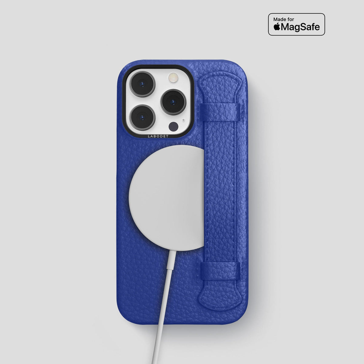 Royal Blue iPhone 15 Pro Strap Case Calf with Black Metal -5 | Royal-Blue-Black