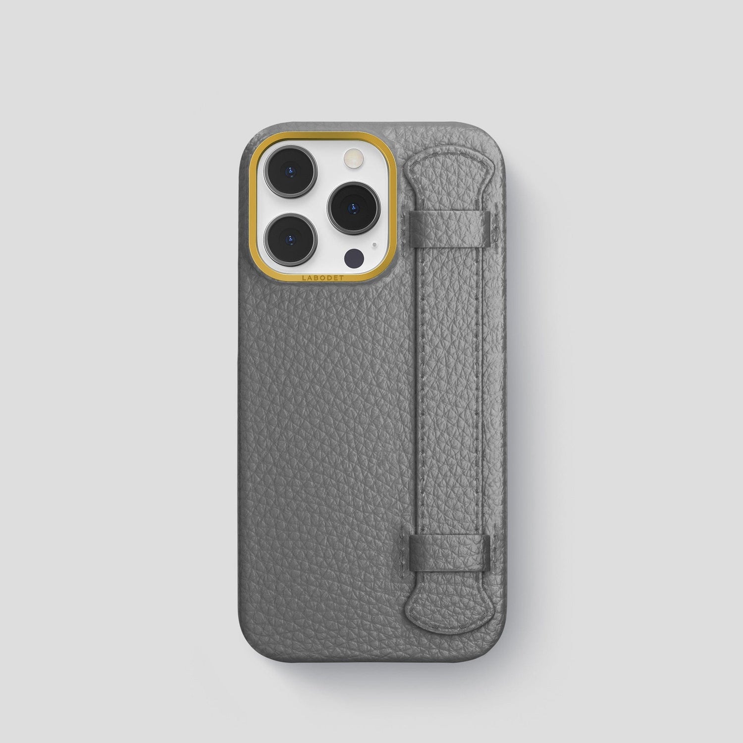 Souris iPhone 15 Pro Strap Case Calf with Gold Metal -1 | Souris-Gold