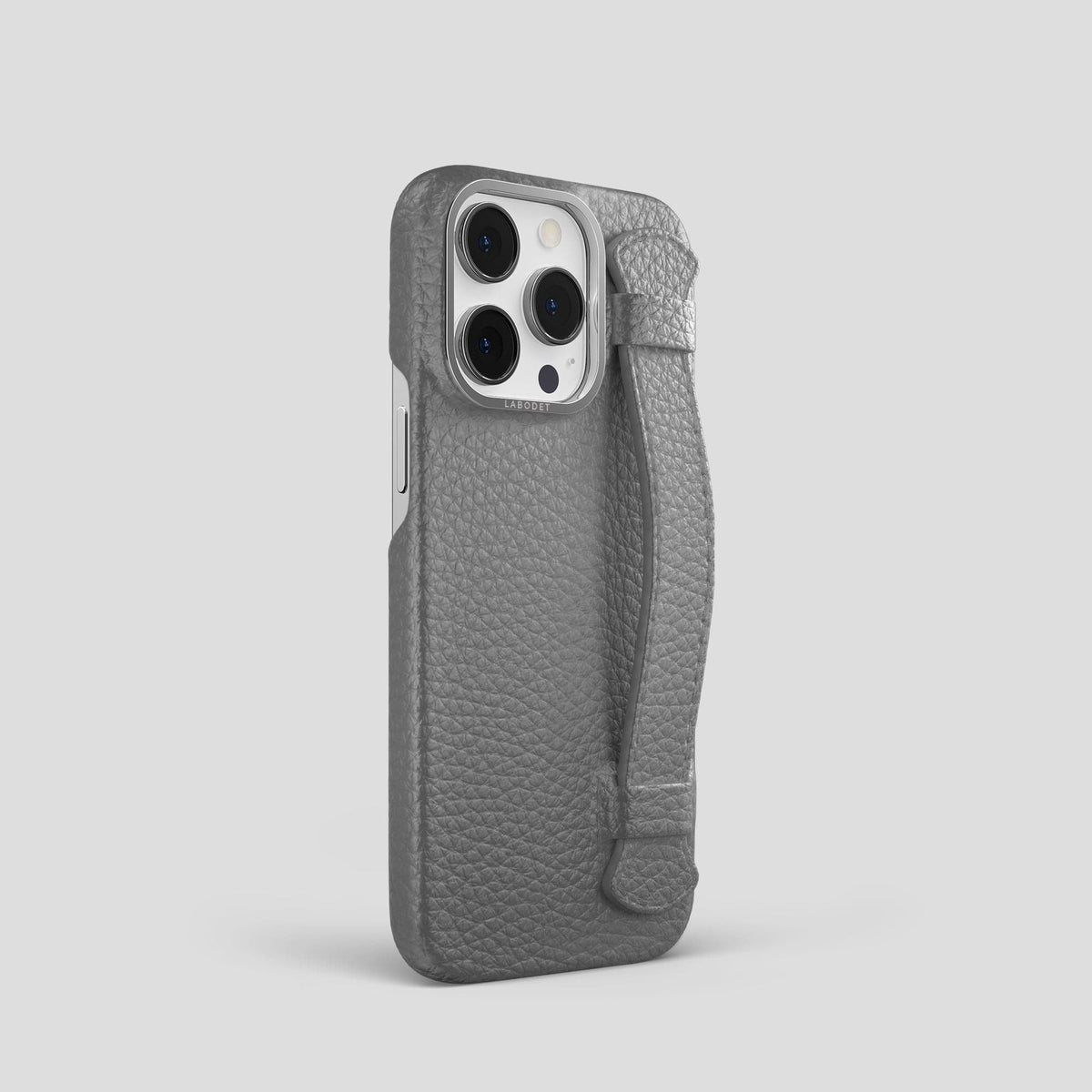 Souris iPhone 15 Pro Strap Case Calf with Steel Metal -2 | Souris-Steel