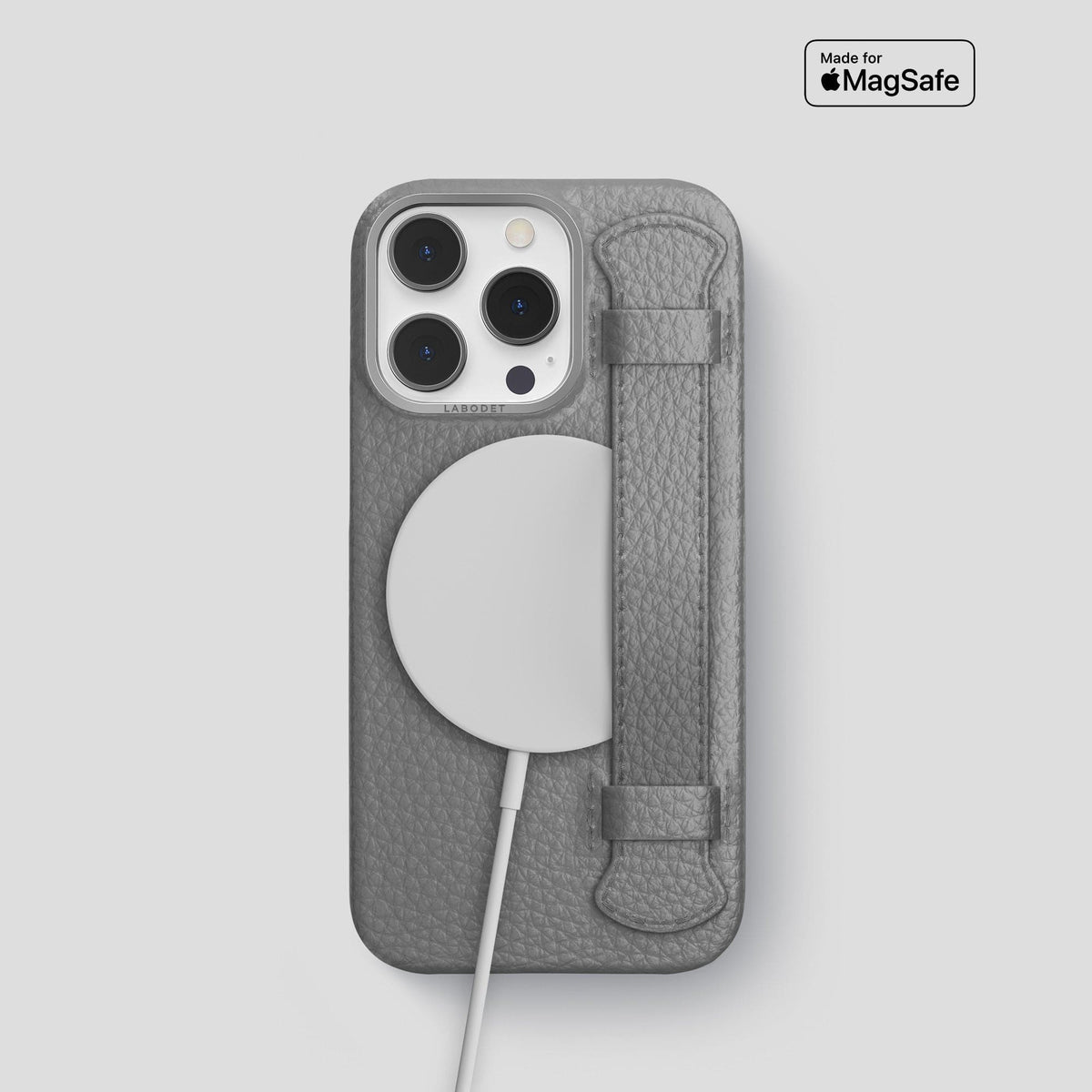 Souris iPhone 15 Pro Strap Case Calf with Steel Metal -5 | Souris-Steel