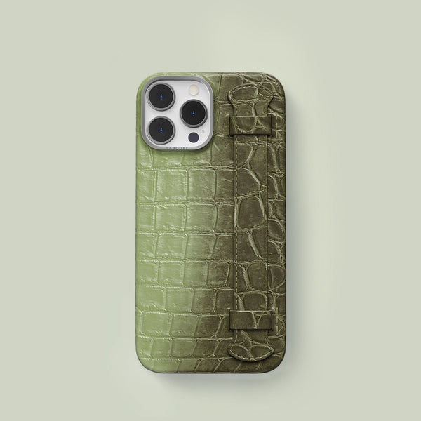 Handle Case Celadon Green For iPhone 15 Pro In Himalayan Crocodile