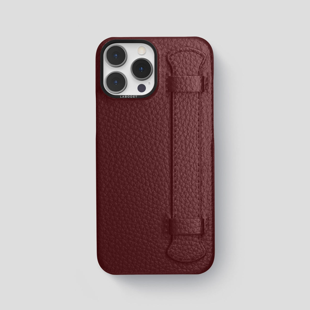 Bordeaux iPhone 15 Pro Max Strap Case Calf with Black Metal -1 | Bordeaux-Black