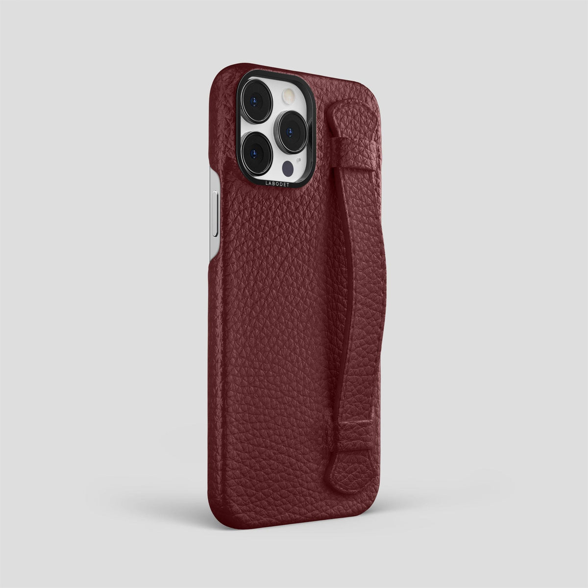 Bordeaux iPhone 15 Pro Max Strap Case Calf with Black Metal -2 | Bordeaux-Black