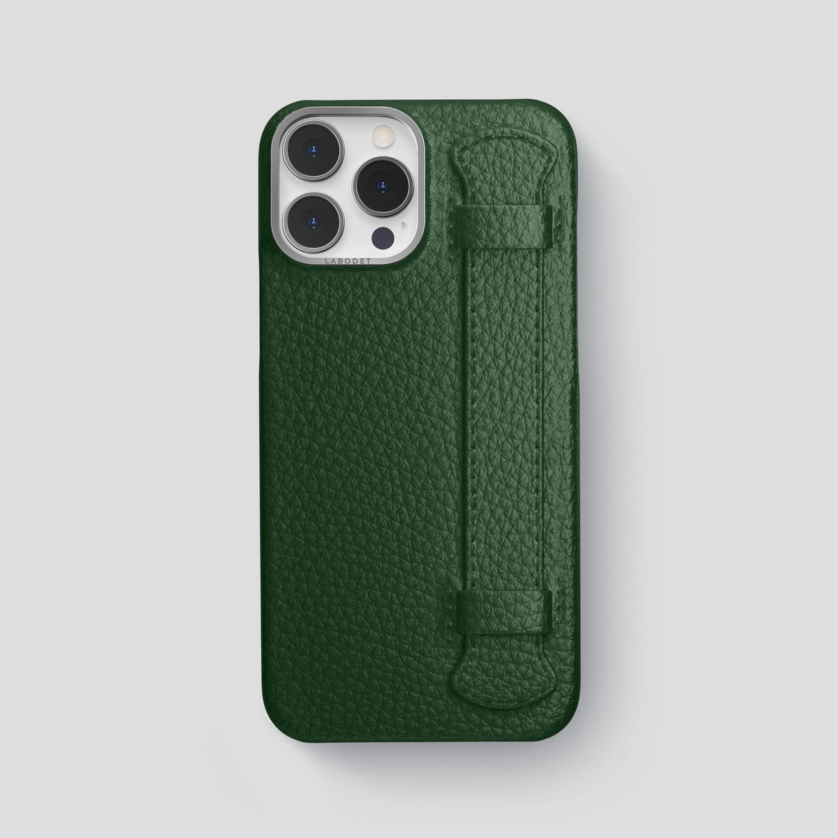 Dark Green iPhone 15 Pro Max Strap Case Calf with Steel Metal -1 | Dark-Green-Steel
