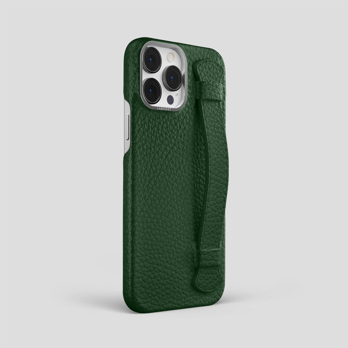 Dark Green iPhone 15 Pro Max Strap Case Calf with Steel Metal -2 | Dark-Green-Steel
