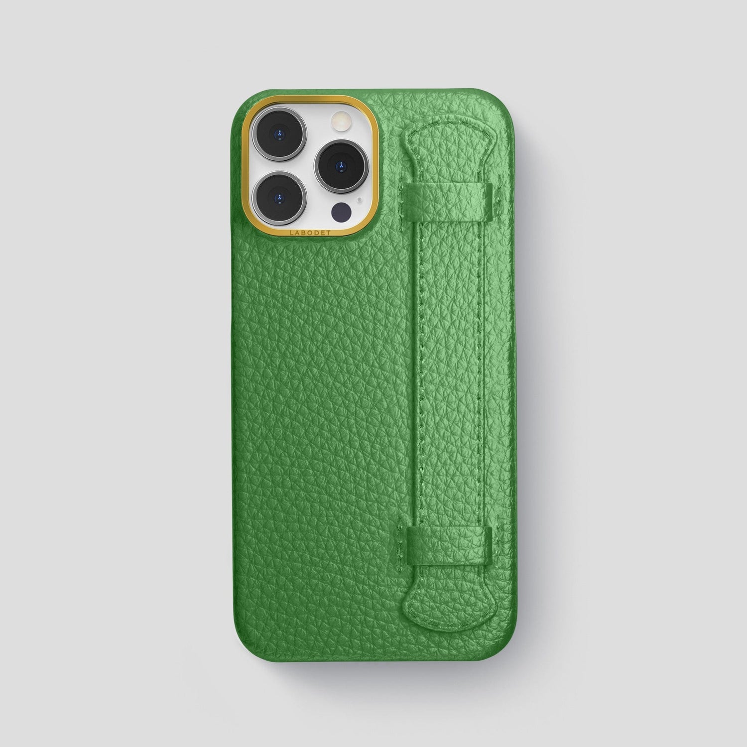 Herb iPhone 15 Pro Max Strap Case Calf with Gold Metal -1 | Herb-Gold