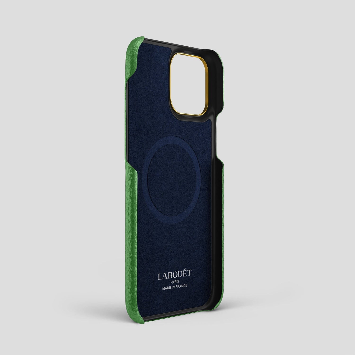 Herb iPhone 15 Pro Max Strap Case Calf with Gold Metal -4 | Herb-Gold