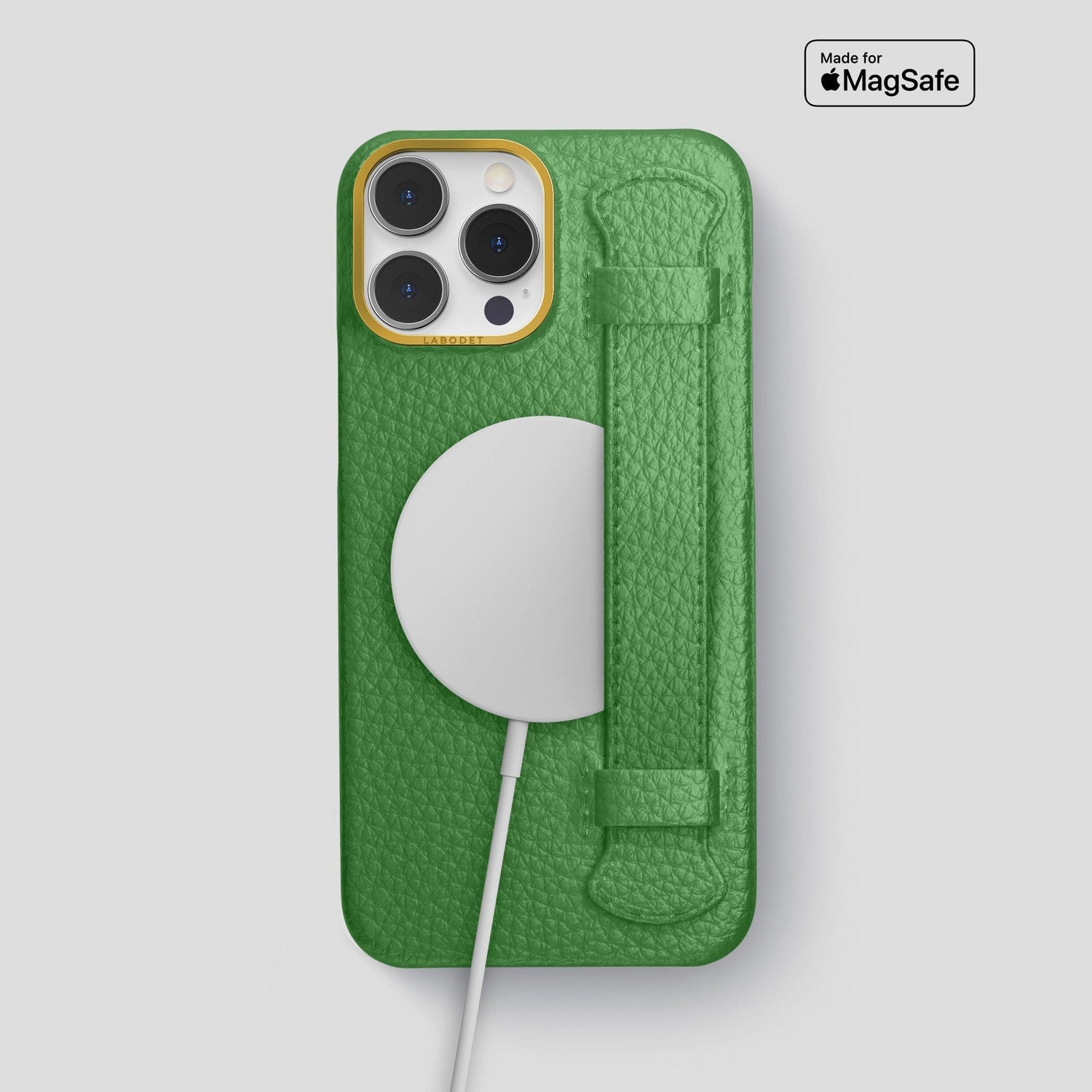 Herb iPhone 15 Pro Max Strap Case Calf with Gold Metal -5 | Herb-Gold