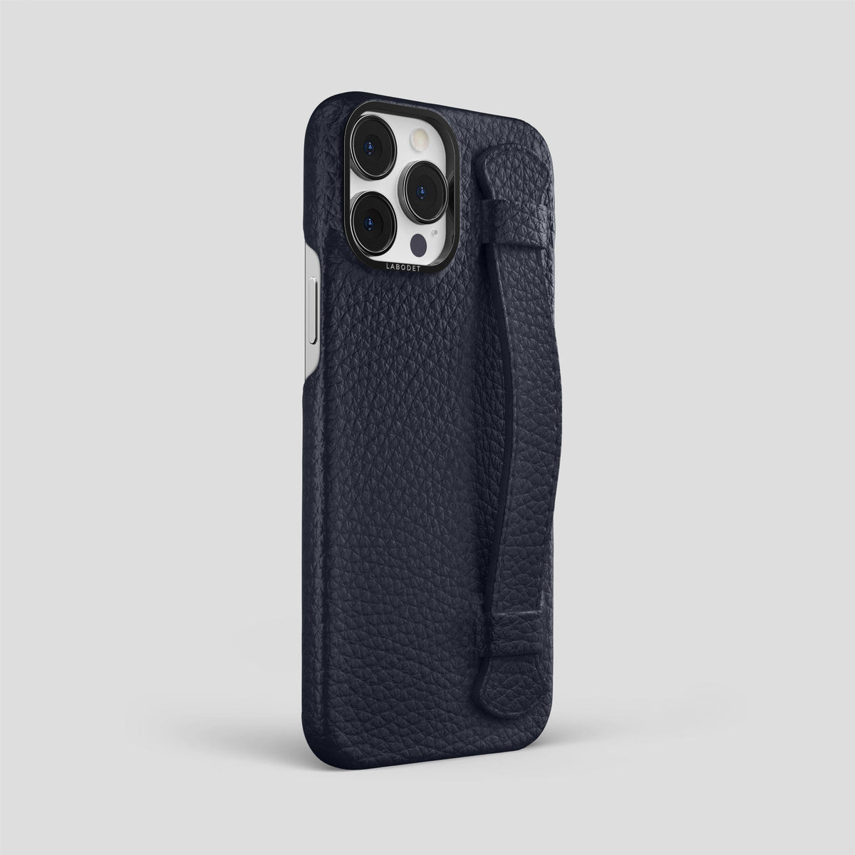 Marine iPhone 15 Pro Max Strap Case Calf with Black Metal -2 | Marine-Black