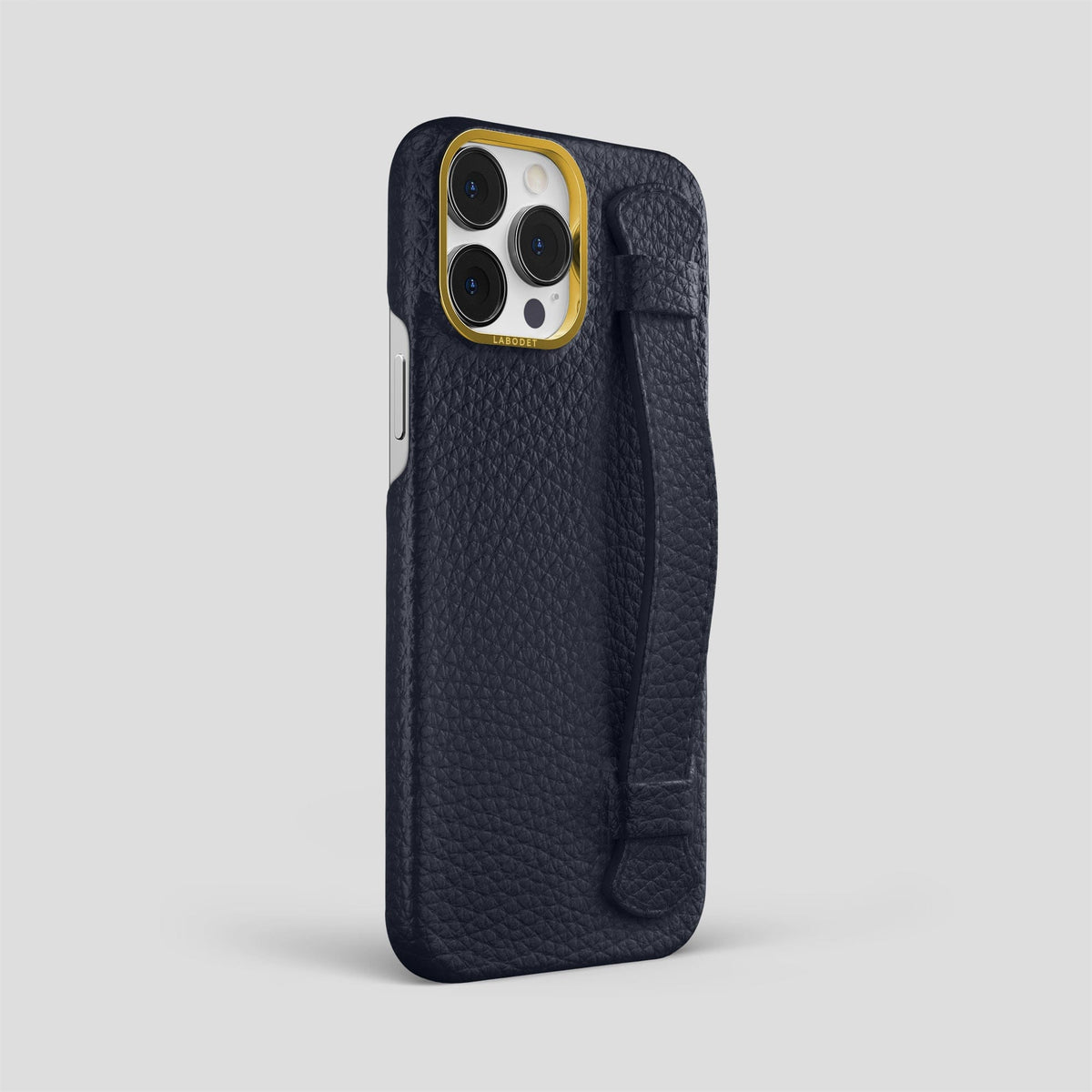 Marine iPhone 15 Pro Max Strap Case Calf with Gold Metal -2 | Marine-Gold