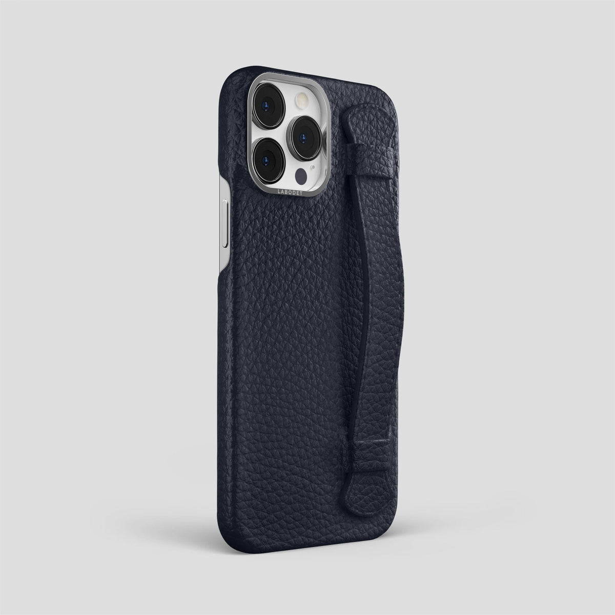 Marine iPhone 15 Pro Max Strap Case Calf with Steel Metal -2 | Marine-Steel