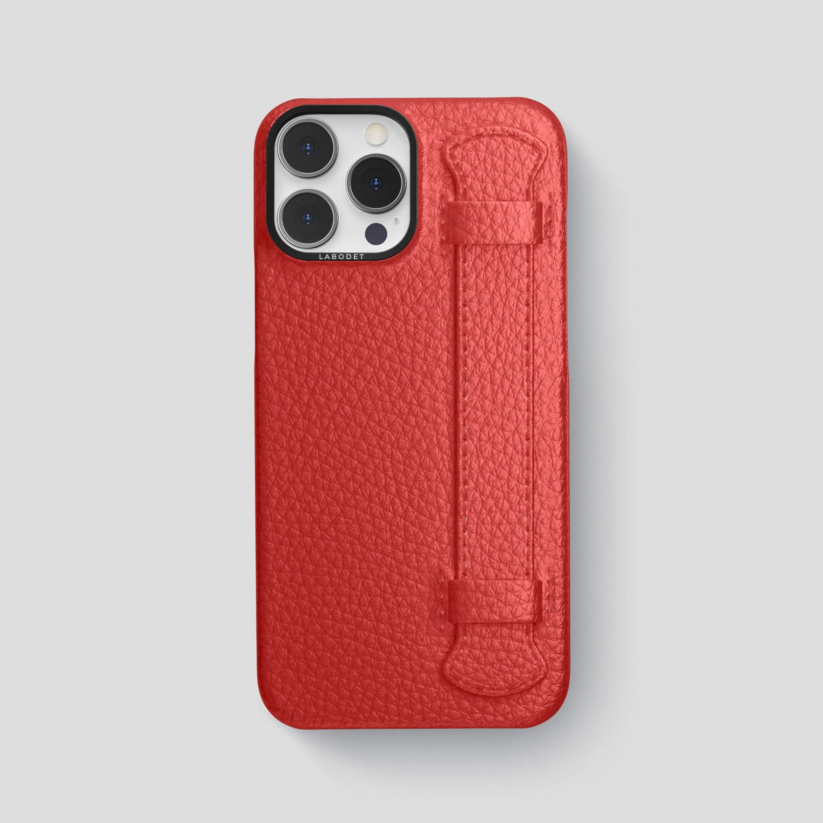 Red iPhone 15 Pro Max Strap Case Calf with Black Metal -1 | Red-Black