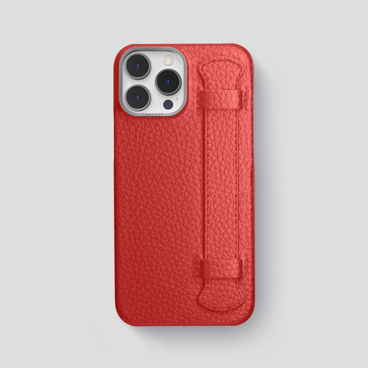 Red iPhone 15 Pro Max Strap Case Calf with Steel Metal -1 | Red-Steel