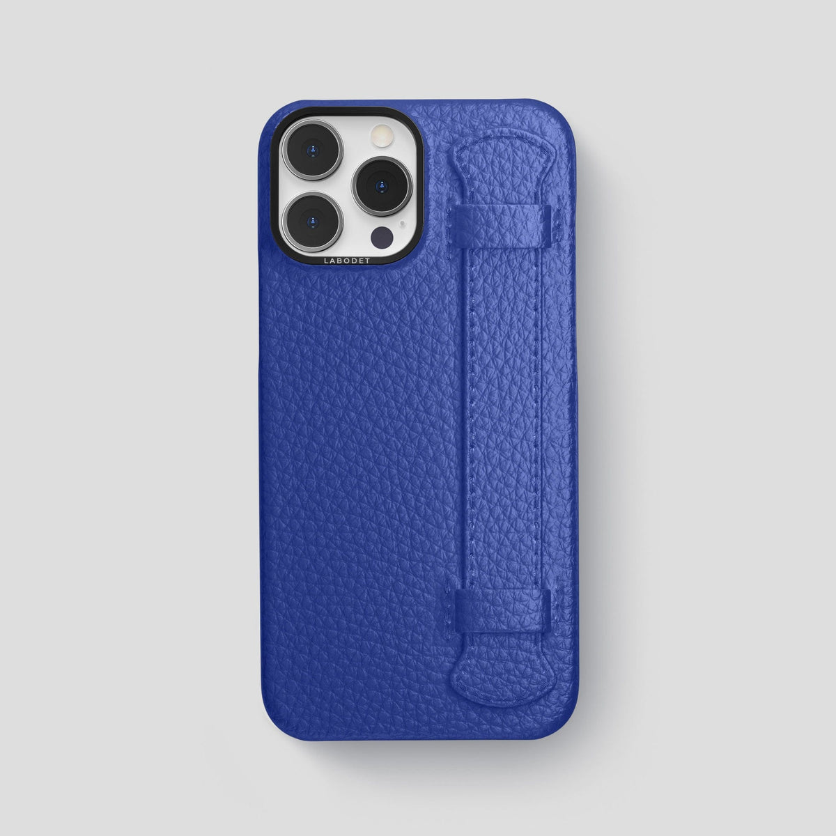 Royal Blue iPhone 15 Pro Max Strap Case Calf with Black Metal -1 | Royal-Blue-Black